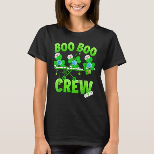 Boo Boo Crew Nurse St Patricks Day Shamrock Face  T_Shirt