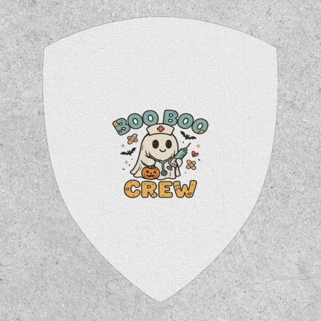 Boo Boo Crew Shirt � Funny Ghost Halloween Nurse & Patch (Front)