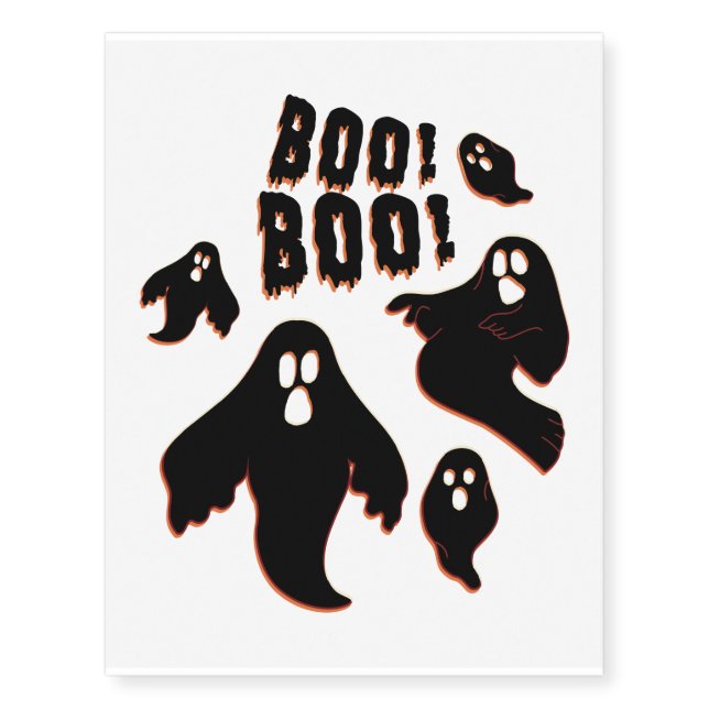 Boo Boo - Funny Ghost Halloween Costume Gift Temporary Tattoos (Front)