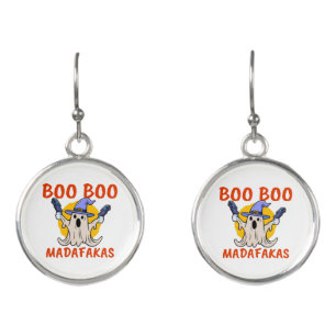 Boo Boo Madafakas Funny Halloween Ghost Earrings