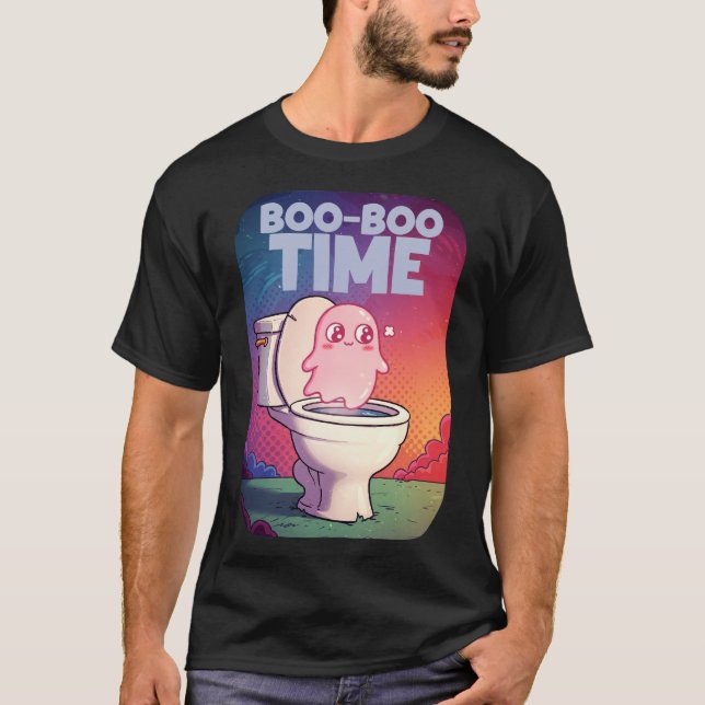 Boo-Boo Time – Funny Ghost Toilet Design T-Shirt (Front)