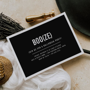 Boo & Booze Modern Halloween Party Invitation