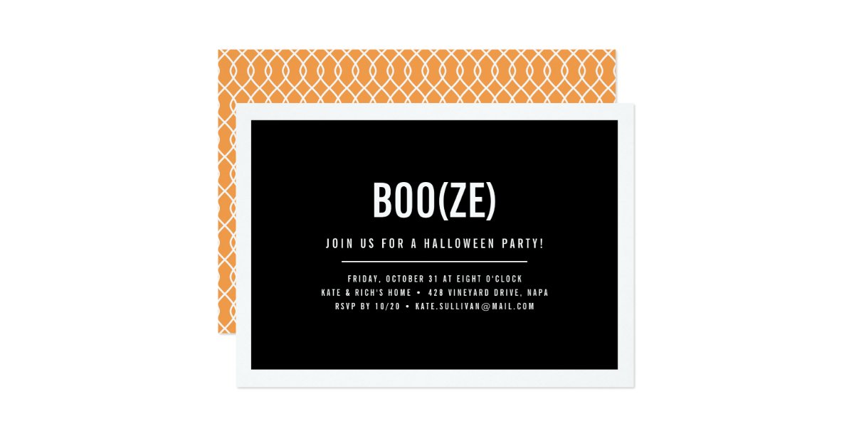 Boo & Booze Modern Halloween Party Invitation | Zazzle
