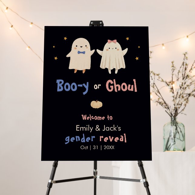 Boo Boy or Ghoul Girl Gender Reveal Welcome Foam Board (In Situ (Stand))
