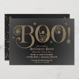 BOO Brown Rustic Elegant Halloween Costume Party   Invitation