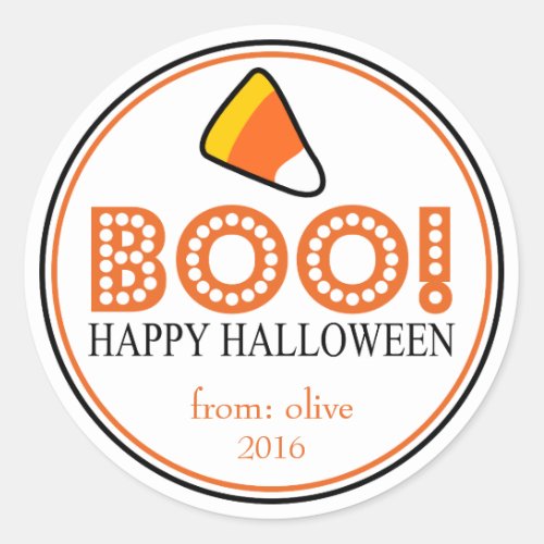 Boo Candy Corn Black  Orange Classic Round Sticker