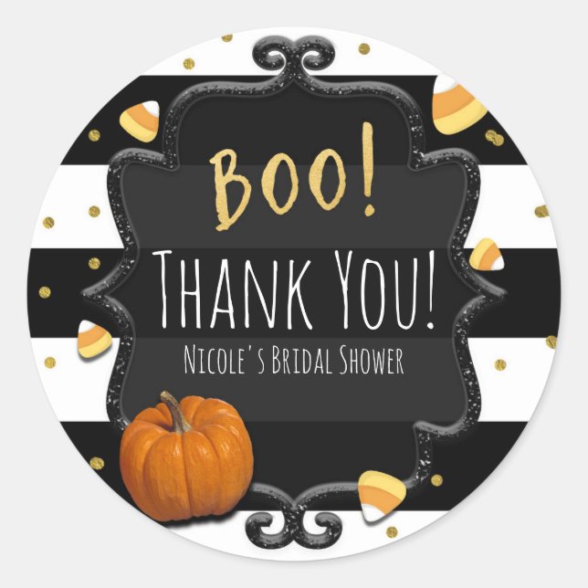 Boo! Candy Corn Halloween Party Favor Stickers (Front)
