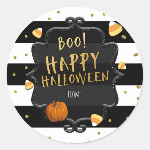 Boo Candy Corn Happy Halloween Party Stickers