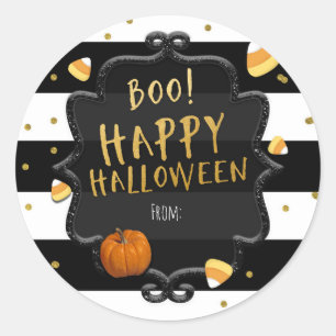 Boo! Candy Corn Happy Halloween Party Stickers