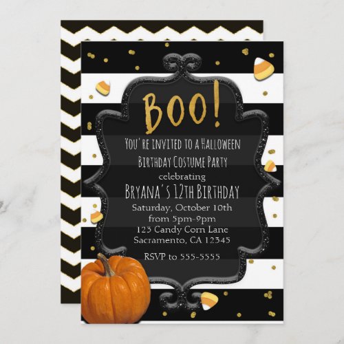 BOO Candy Corn  Orange Pumpkin Halloween Invitation