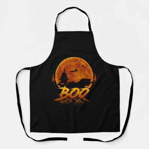 Boo Carrier Aircraft Funny Halloween For Military Apron
