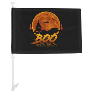 Boo Carrier Aircraft Funny Halloween For Military Car Flag