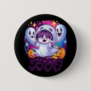 Boo cat ghost button