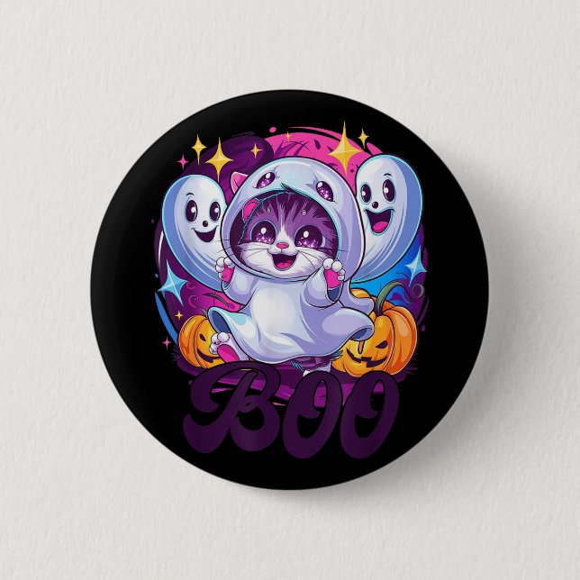 Boo cat ghost  button (Front)