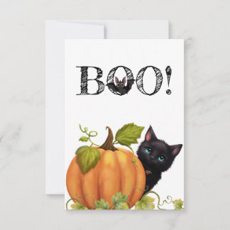 Boo Cat Halloween Flat Card