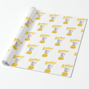 Boo cat with halloween pumpkins - Choose back colo Wrapping Paper