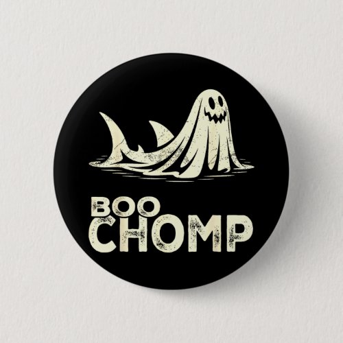 Boo chomp – funny ghost shark halloween retro  button