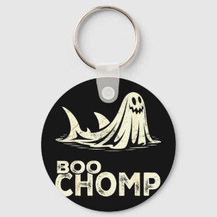 Boo chomp – funny ghost shark halloween retro keychain