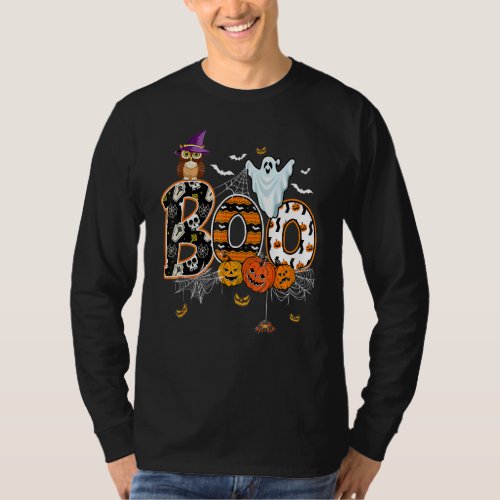 Boo Creepy Owl Pumpkin Ghost  Halloween Costume T-Shirt