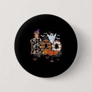 Boo Creepy Owl Pumpkin Ghost Halloween Men Women K Button
