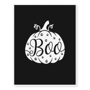 Boo - Creepy Pumpkin Design, Halloween Gift Temporary Tattoos