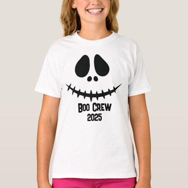 Boo Crew 2025 jack o lantern face group Halloween T-Shirt (Front)