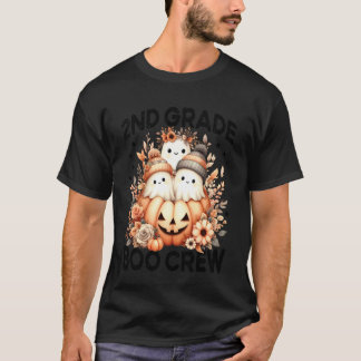 Boo Crew 2nd Grade Teacher Women Fall Halloween Fl T-Shirt