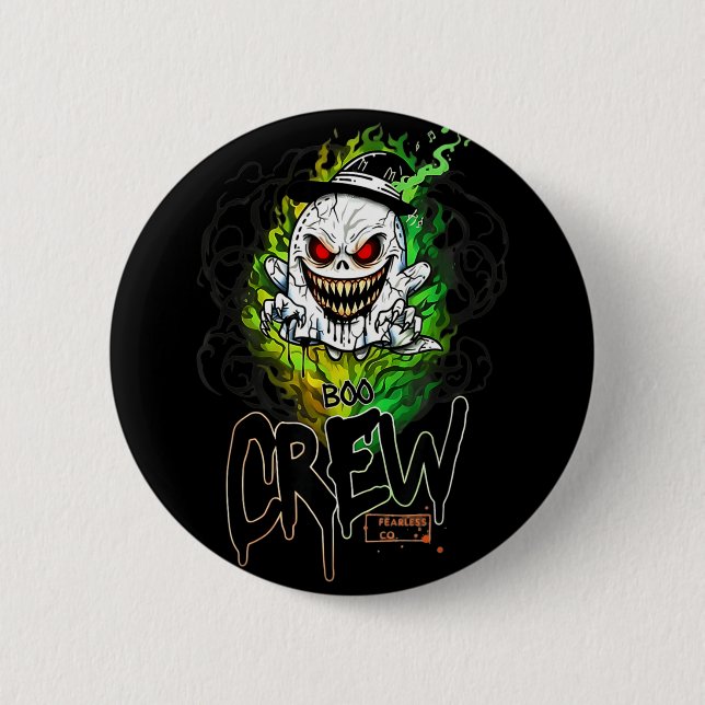 Boo crew black ghost halloween ghost ghost apparel button (Front)