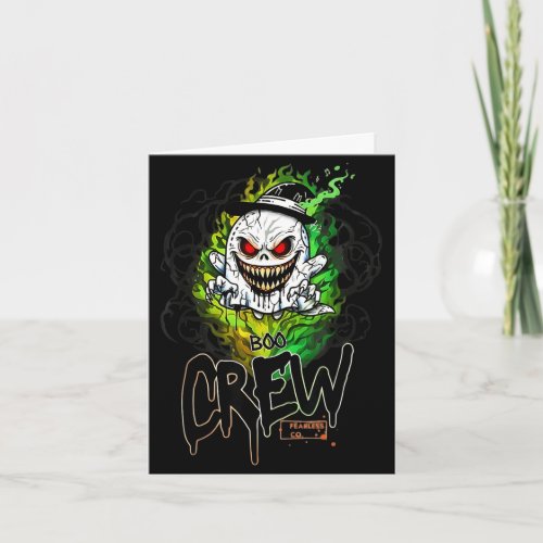 Boo crew black ghost halloween ghost ghost apparel card