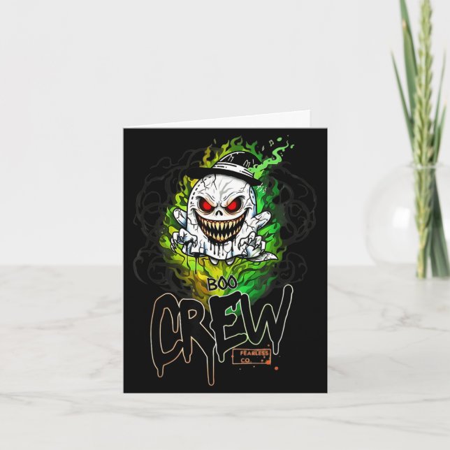 Boo crew black ghost halloween ghost ghost apparel card (Front)