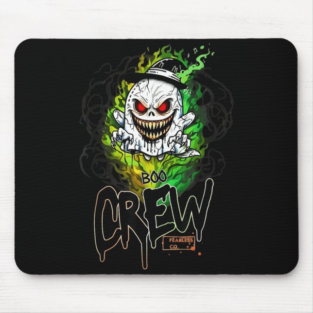 Boo crew black ghost halloween ghost ghost apparel mouse pad (Front)