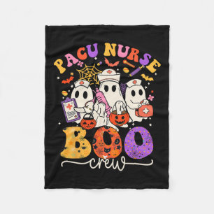 Boo Crew Costume Funny Nurse Ghost Halloween Fleece Blanket