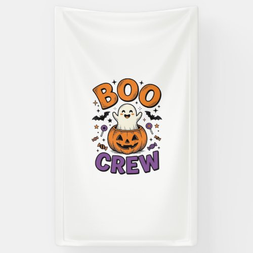 Boo Crew Cute Ghost Pumpkin Halloween Shirt Design Banner