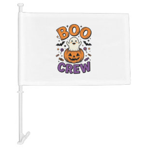Boo Crew Cute Ghost Pumpkin Halloween Shirt Design Car Flag
