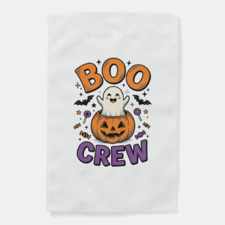 Boo Crew Cute Ghost Pumpkin Halloween Shirt Design Garden Flag