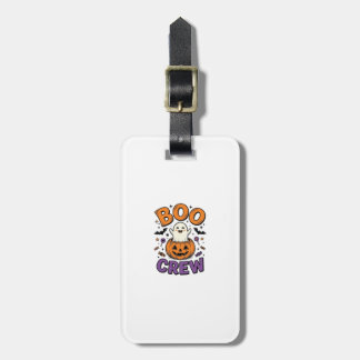 Boo Crew Cute Ghost Pumpkin Halloween Shirt Design Luggage Tag
