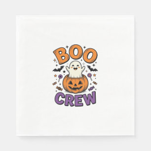 Boo Crew Cute Ghost Pumpkin Halloween Shirt Design Napkins