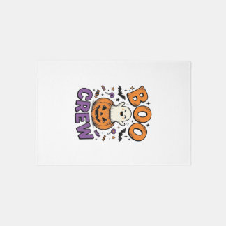 Boo Crew Cute Ghost Pumpkin Halloween Shirt Design Rug