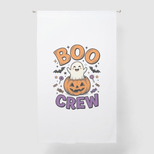 Boo Crew Cute Ghost Pumpkin Halloween Shirt Design Sheer Curtains