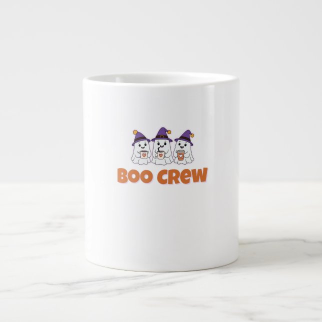 Boo Crew – Cute Halloween Ghosts Design Giant Coffee Mug (Front)