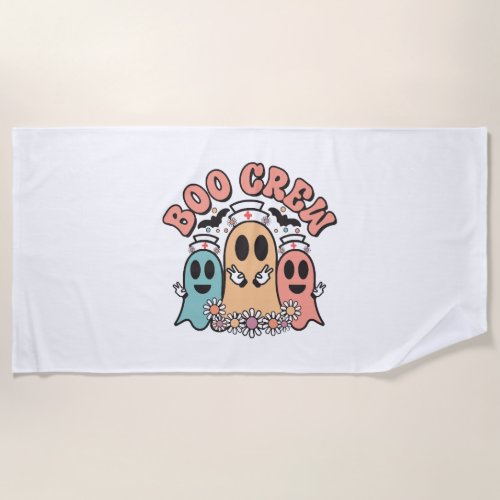 Boo Crew Cute Nurse Ghosts Beach Towel