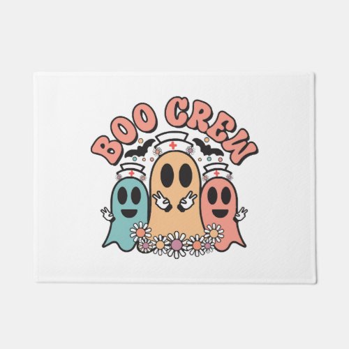 Boo Crew Cute Nurse Ghosts Doormat