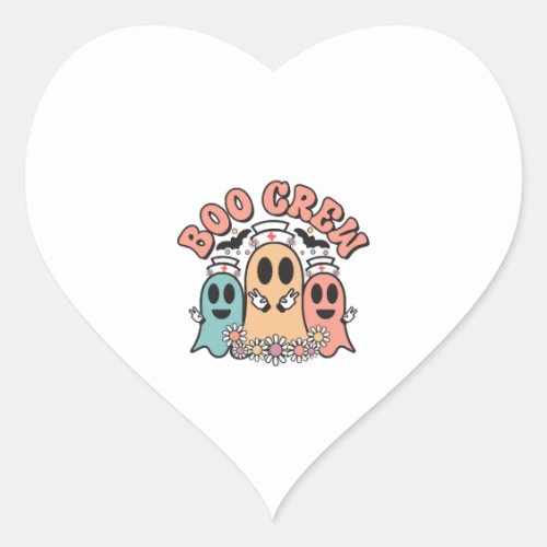 Boo Crew Cute Nurse Ghosts Heart Sticker