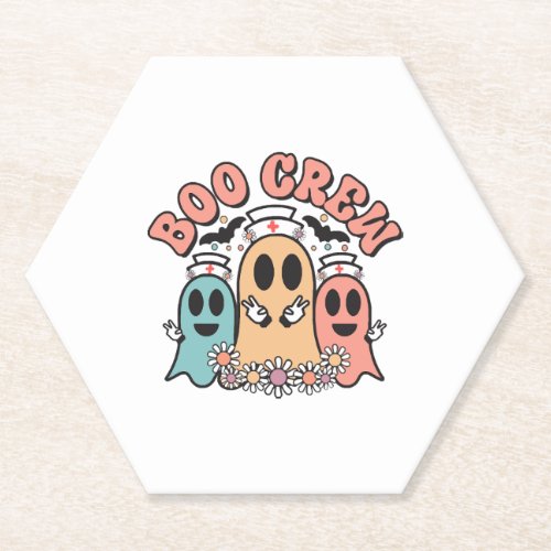 Boo Crew Cute Nurse Ghosts Paper Coaster