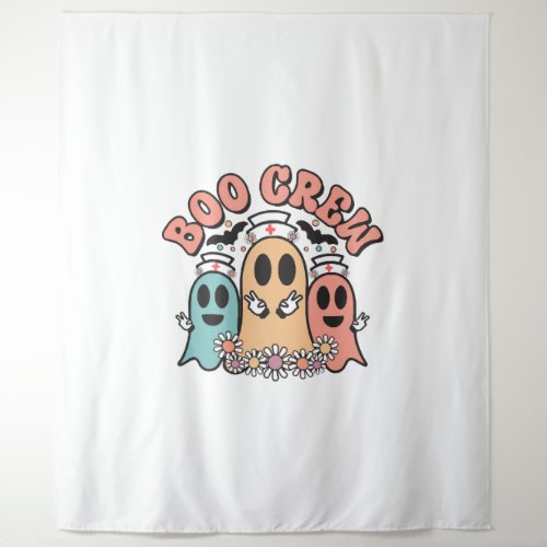 Boo Crew Cute Nurse Ghosts Tapestry