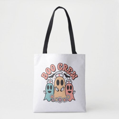 Boo Crew Cute Nurse Ghosts Tote Bag