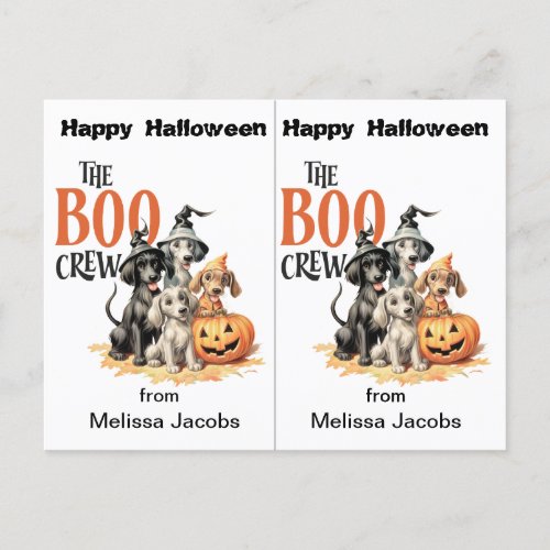 Boo Crew Dogs School Party Halloween Card