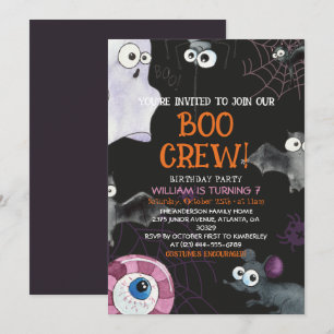 Boo Crew Fun Kids Halloween Birthday Party Invitation