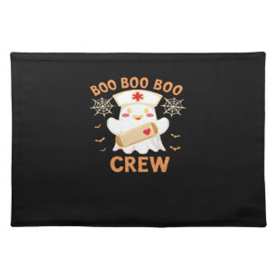 Boo Crew Funny Ghost Spooky Halloween Nurse T-Shir Cloth Placemat