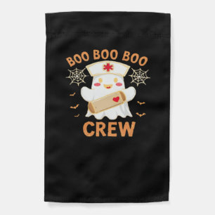 Boo Crew Funny Ghost Spooky Halloween Nurse T-Shir Garden Flag